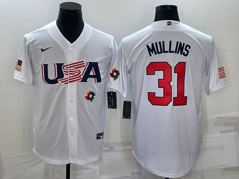 Men 2023 World Cub USA 31 Mullins White Nike MLB Jersey9